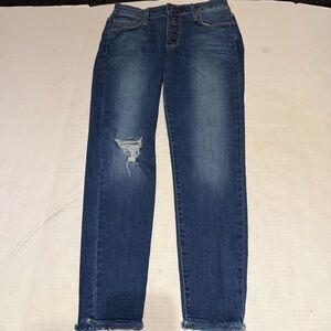 Just Black Jeans 26P Petite Skinny Distressed Raw Hem Stretch Denim